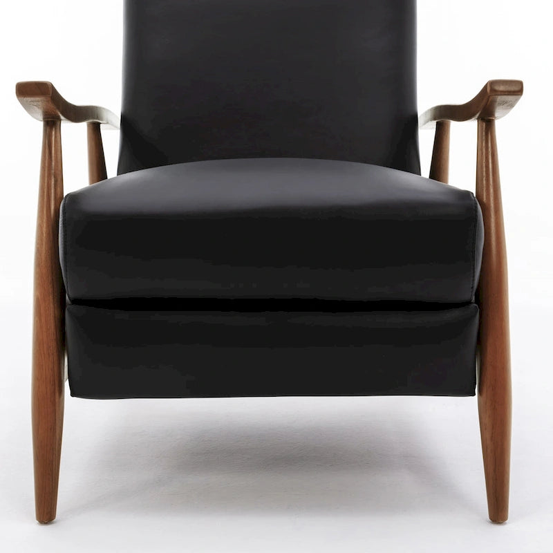 Fordham Top Grain Leather Wood Arm Push Back Recliner by 28