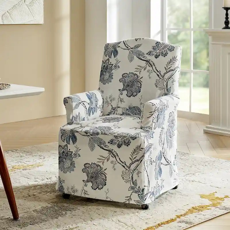 Alethea Upholstered Slipcover Arm Dining Chair with Soild Wood Legs by 38