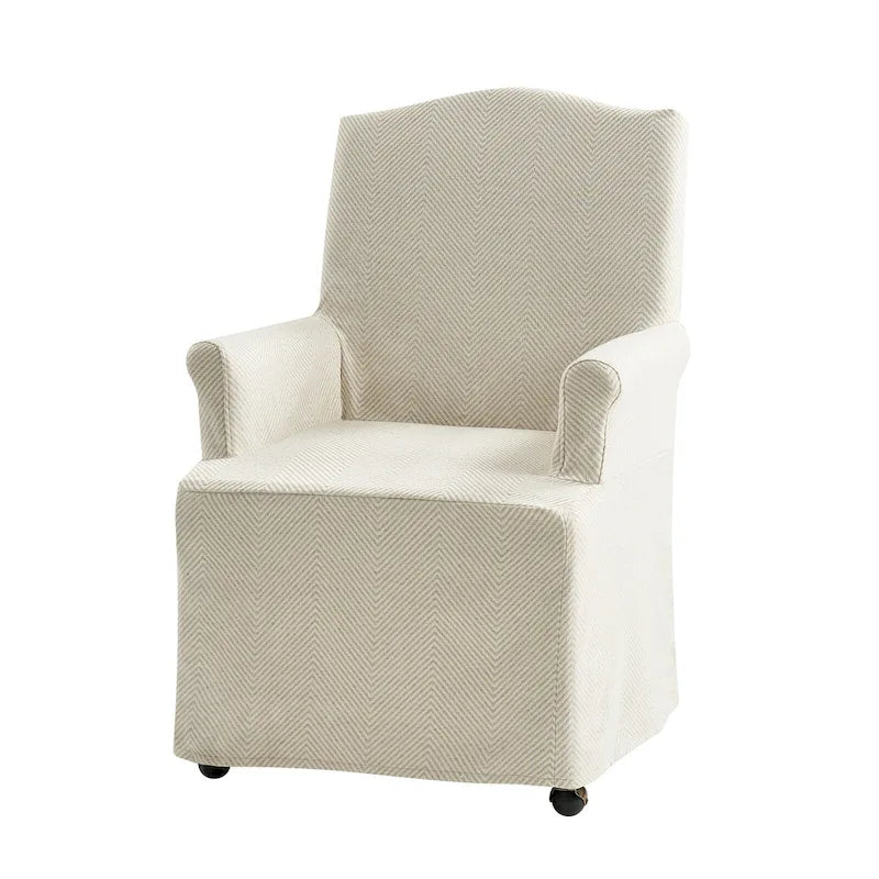 Alethea Upholstered Slipcover Arm Dining Chair with Soild Wood Legs by