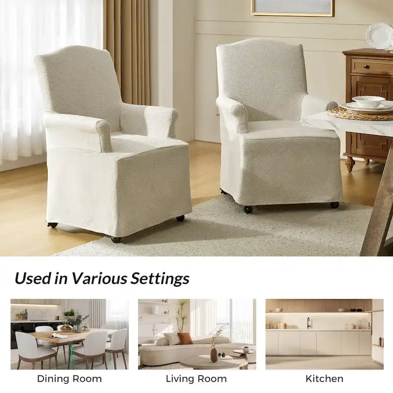 Alethea Upholstered Slipcover Arm Dining Chair with Soild Wood Legs by 7