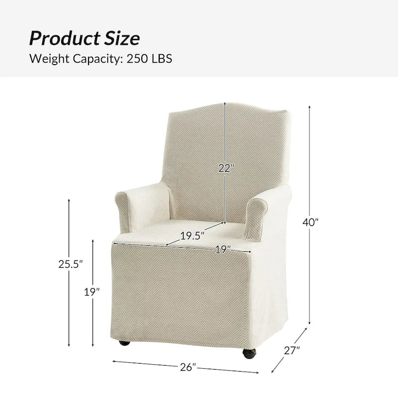 Alethea Upholstered Slipcover Arm Dining Chair with Soild Wood Legs by 8
