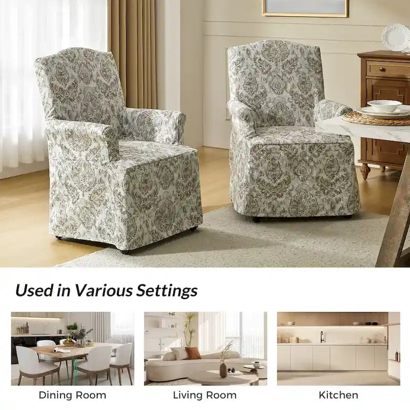 Alethea Upholstered Slipcover Arm Dining Chair with Soild Wood Legs by 15