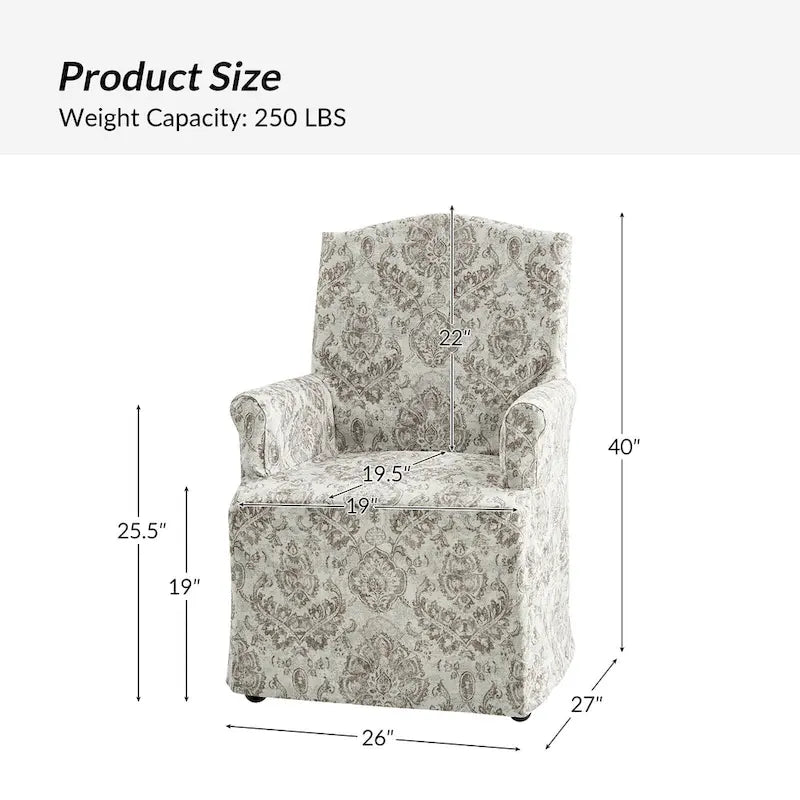 Alethea Upholstered Slipcover Arm Dining Chair with Soild Wood Legs by 16