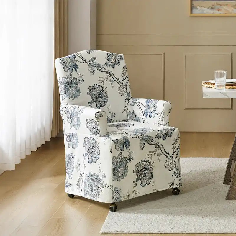 Alethea Upholstered Slipcover Arm Dining Chair with Soild Wood Legs by 19