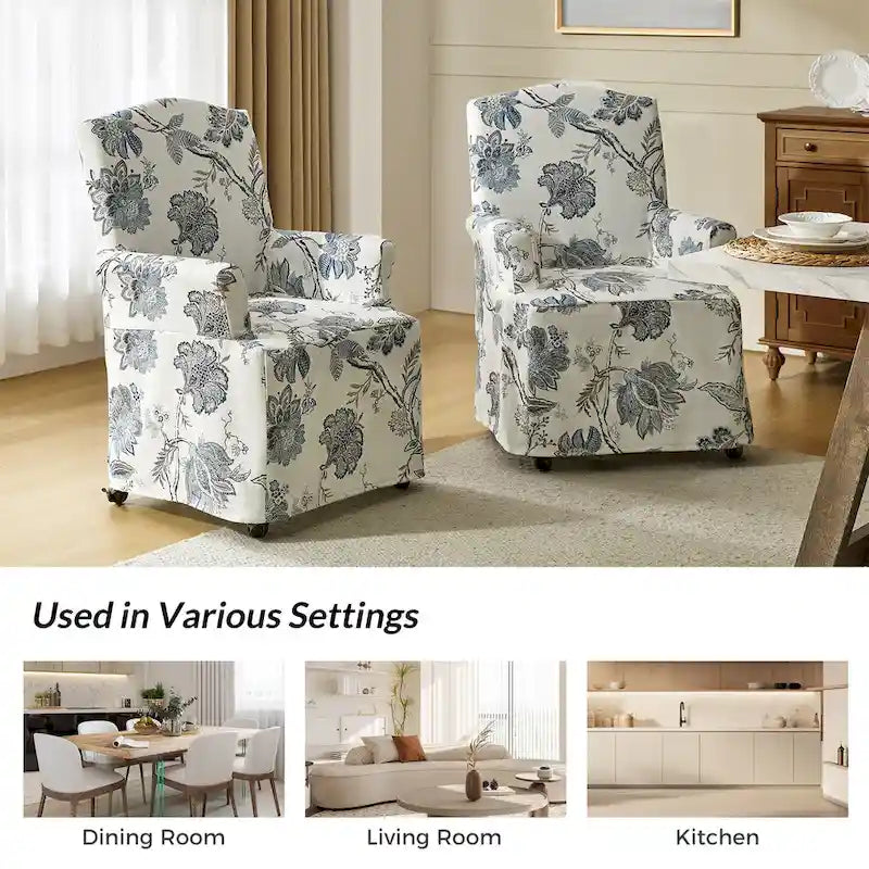 Alethea Upholstered Slipcover Arm Dining Chair with Soild Wood Legs by 23