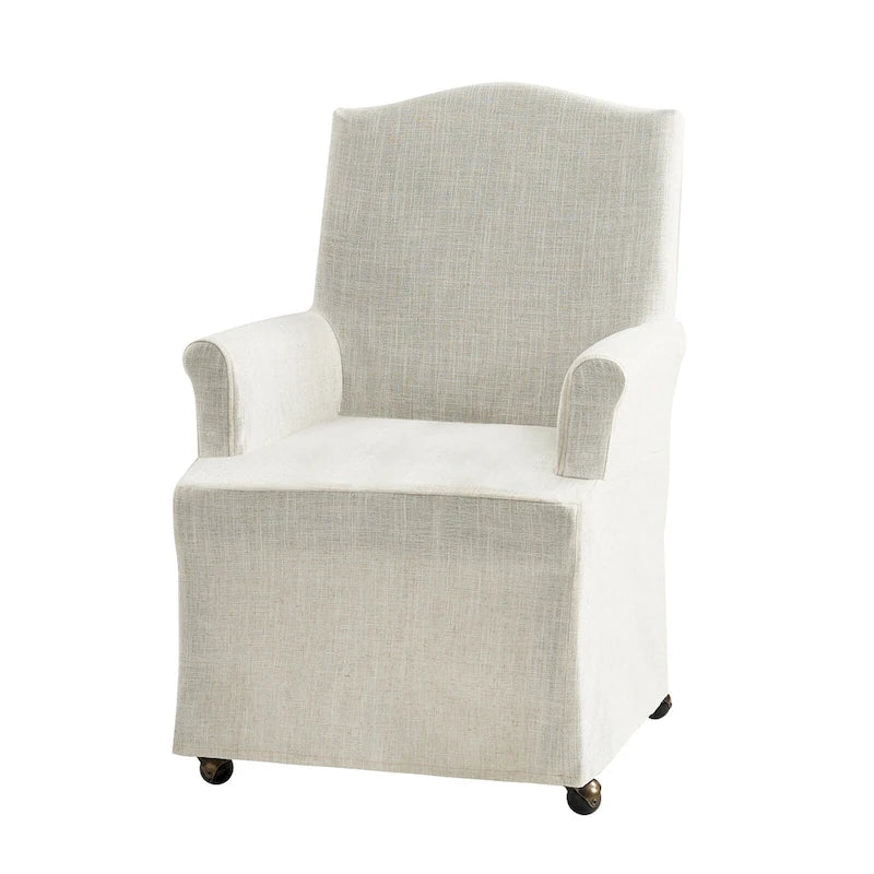 Alethea Upholstered Slipcover Arm Dining Chair with Soild Wood Legs by 26