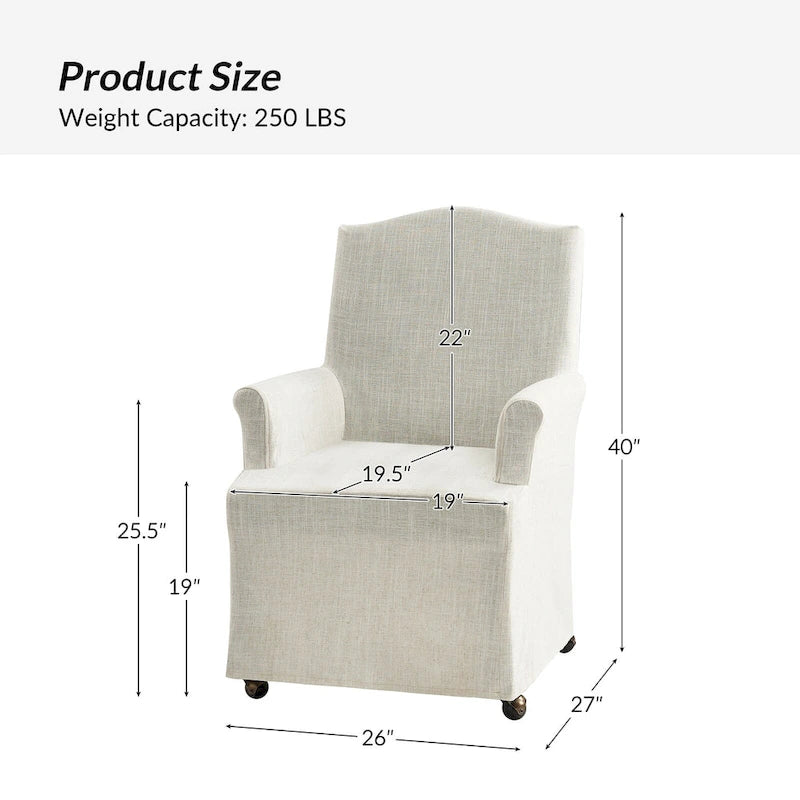 Alethea Upholstered Slipcover Arm Dining Chair with Soild Wood Legs by 32