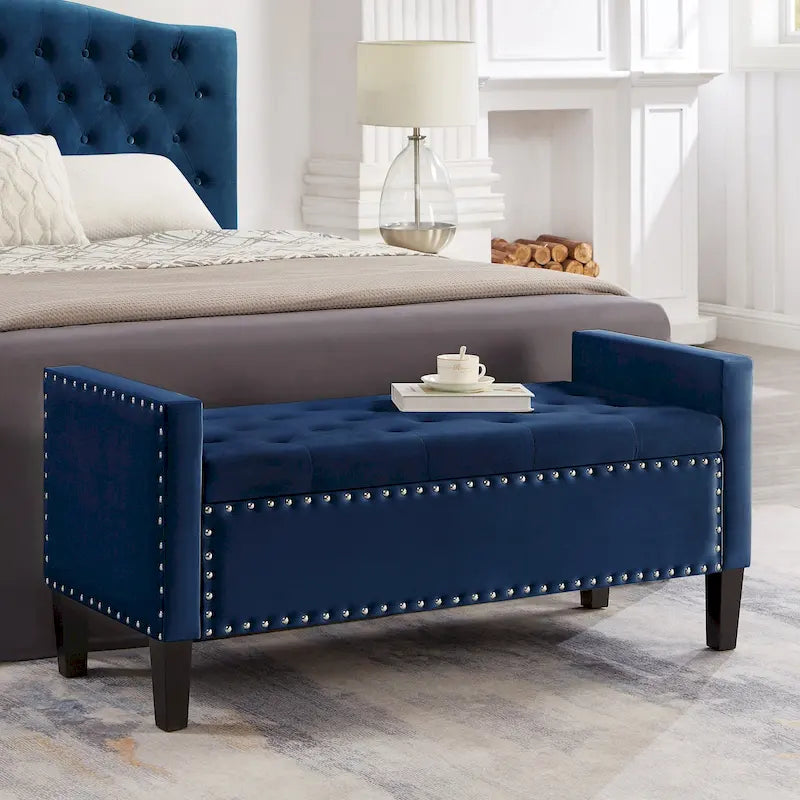 Entryway Living Room Soft Padded Seat with Armrest,Bed Bench 38