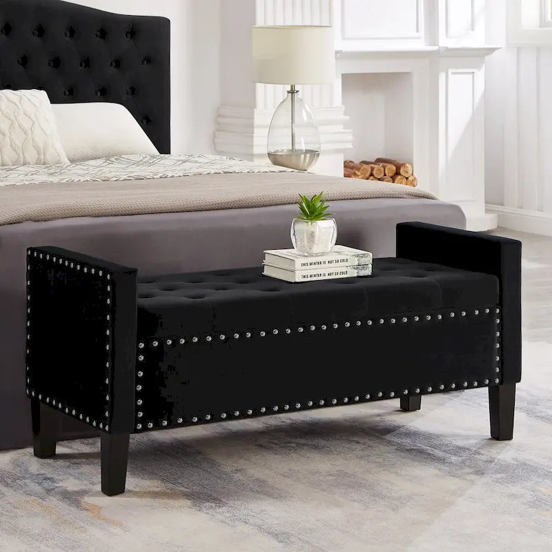 Entryway Living Room Soft Padded Seat with Armrest,Bed Bench 3
