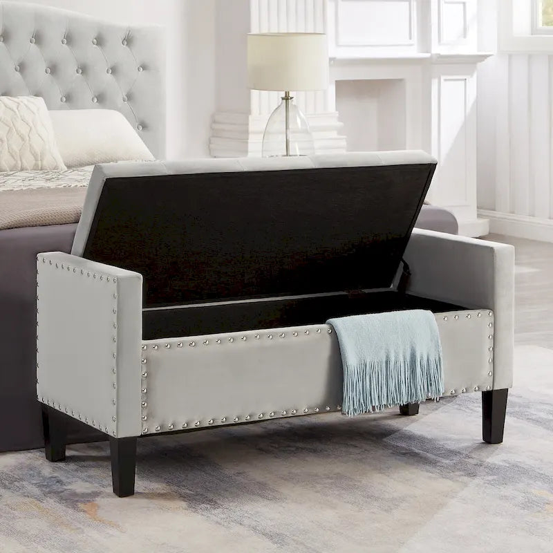 Entryway Living Room Soft Padded Seat with Armrest,Bed Bench 12