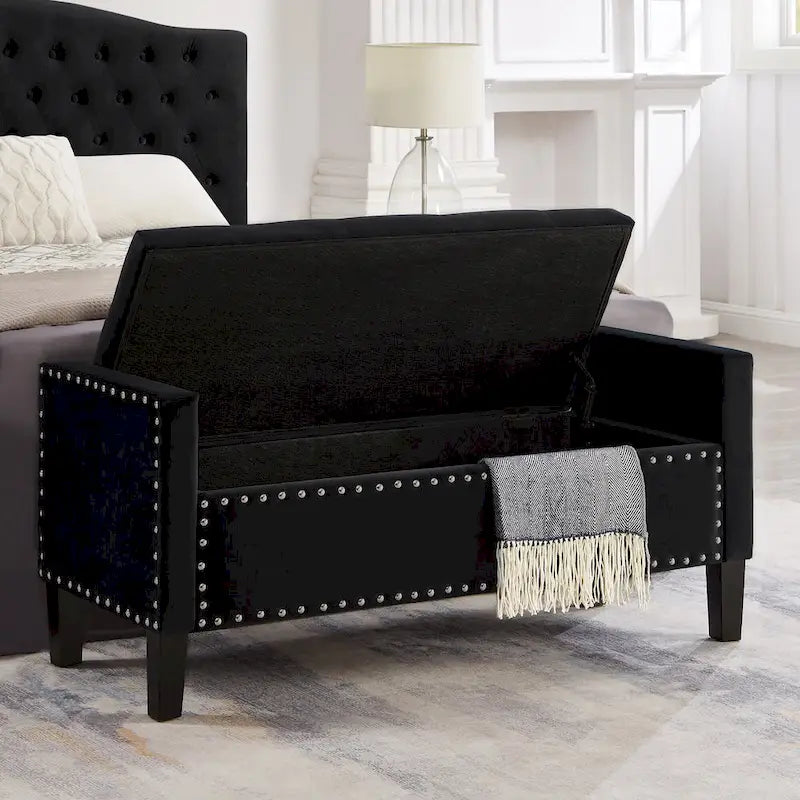 Entryway Living Room Soft Padded Seat with Armrest,Bed Bench 34