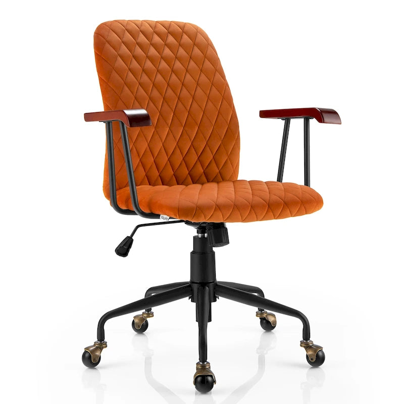 Velvet Swivel Home Office Desk Chair Adjustable Mid Back Leisure Chair 8