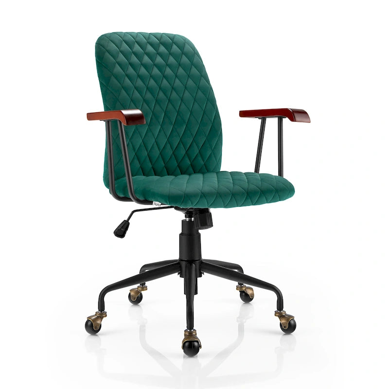 Velvet Swivel Home Office Desk Chair Adjustable Mid Back Leisure Chair 9