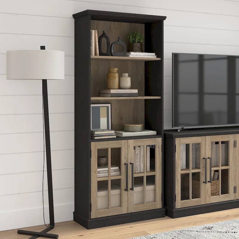 Westbrook 5 Shelf Bookcase with Glass Doors by 17