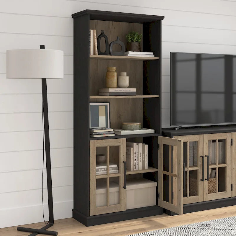 Westbrook 5 Shelf Bookcase with Glass Doors by