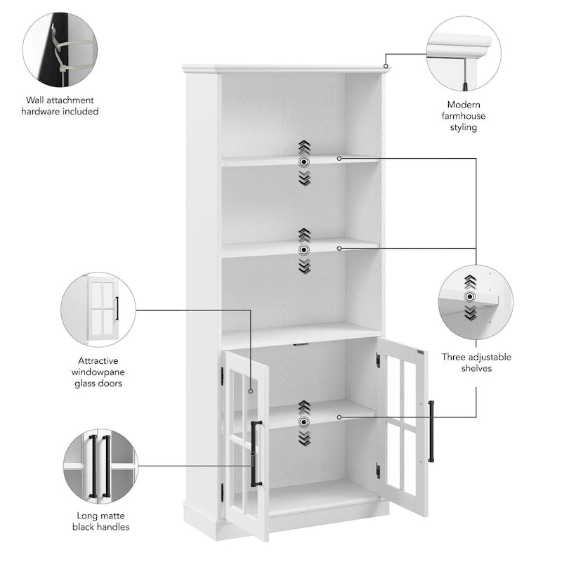 Westbrook 5 Shelf Bookcase with Glass Doors by 13