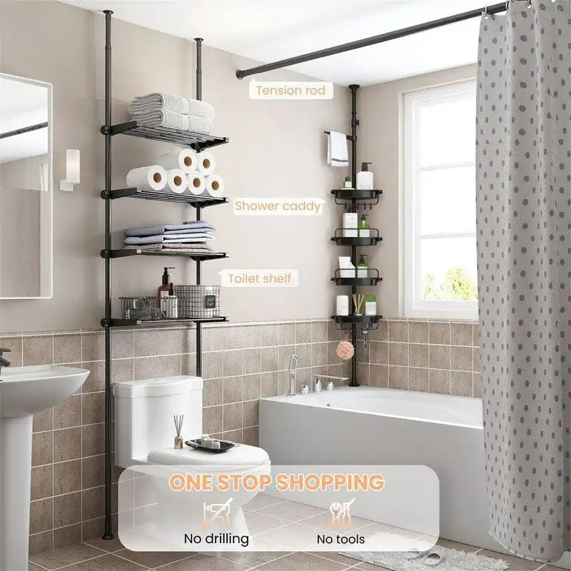 Over the Toilet Storage Cabinet - 10.6D x 33W x 116H 3
