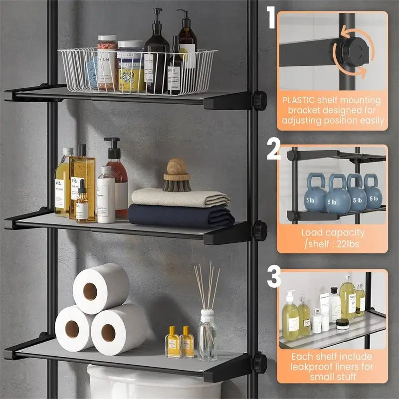 Over the Toilet Storage Cabinet - 10.6D x 33W x 116H 4