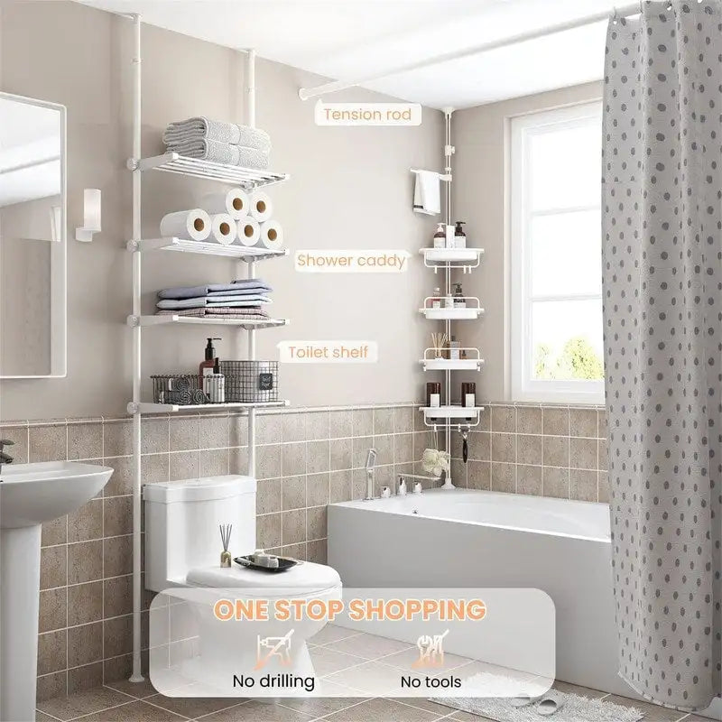 Over the Toilet Storage Cabinet - 10.6D x 33W x 116H 7