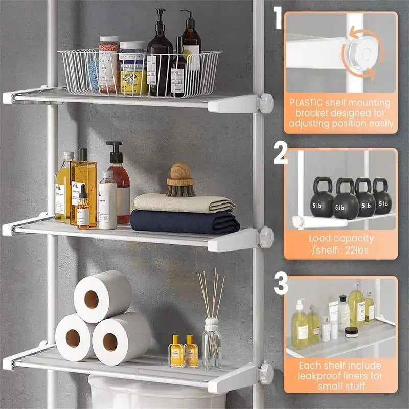Over the Toilet Storage Cabinet - 10.6D x 33W x 116H 8