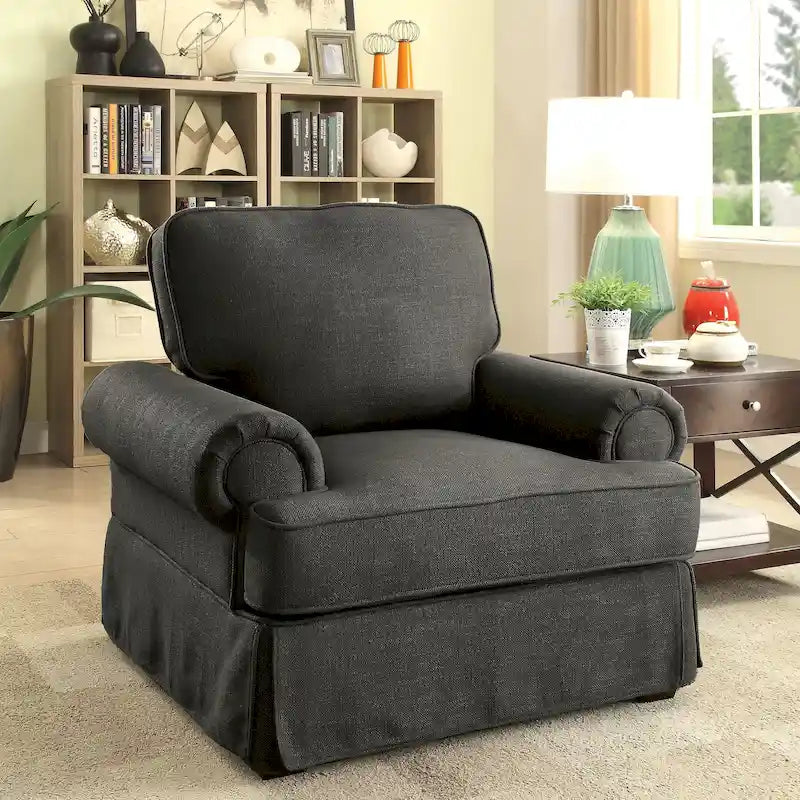 Cupa Transitional Linen Fabric Padded Accent Chair by 8