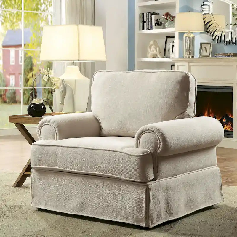 Cupa Transitional Linen Fabric Padded Accent Chair by 9