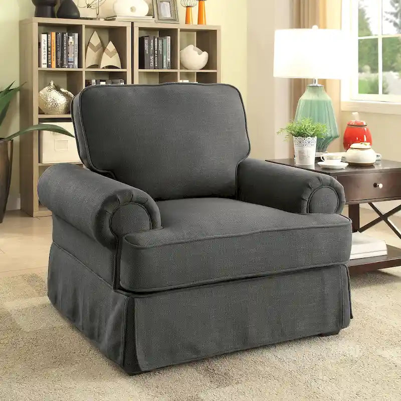 Cupa Transitional Linen Fabric Padded Accent Chair by 