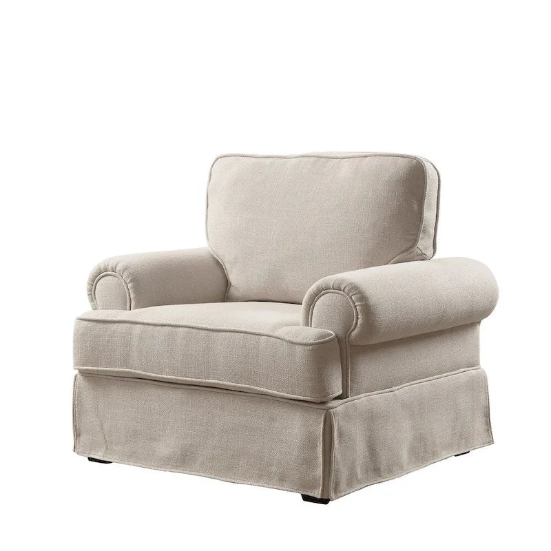 Cupa Transitional Linen Fabric Padded Accent Chair by 4
