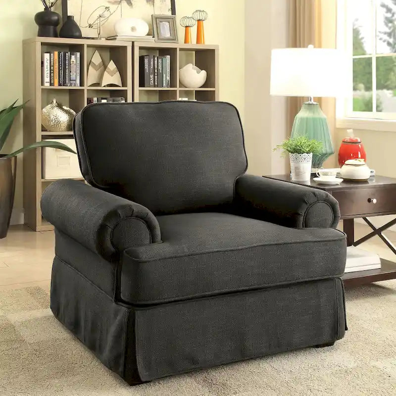 Cupa Transitional Linen Fabric Padded Accent Chair by 7