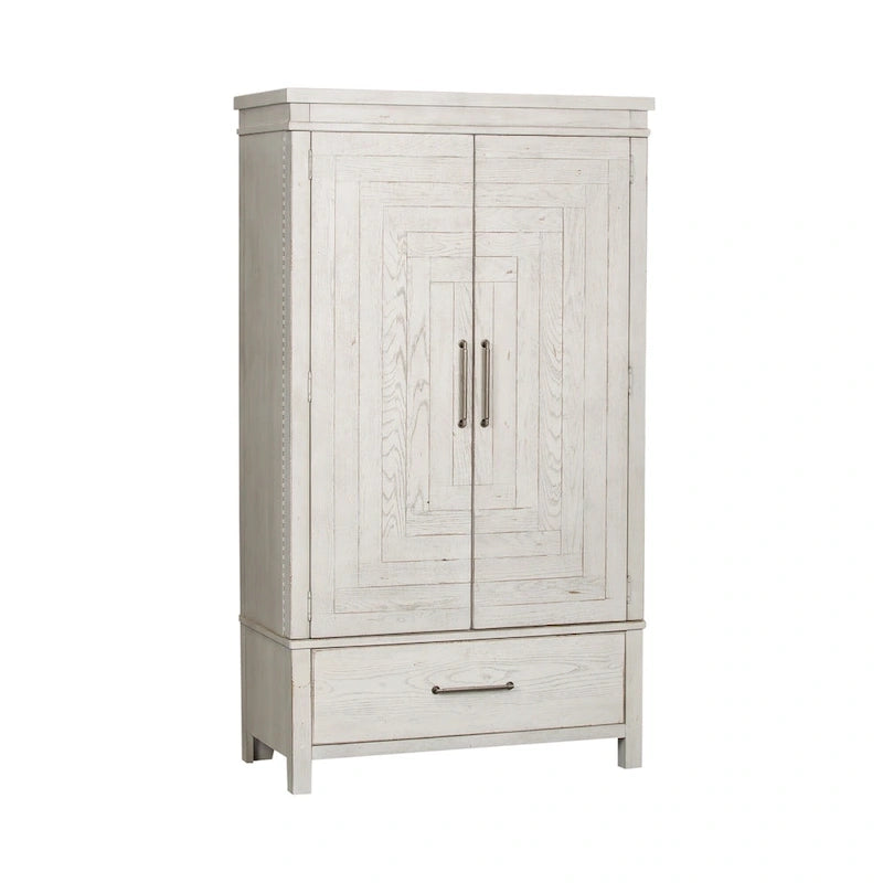 Modern Farmhouse Flea Market White Distressed Armoire 3