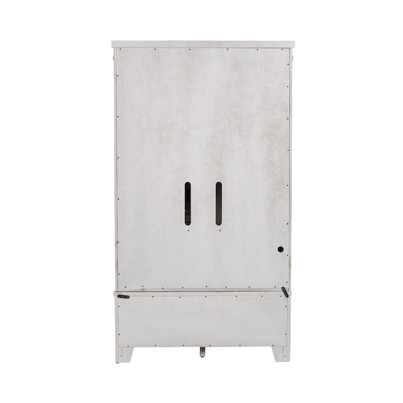 Modern Farmhouse Flea Market White Distressed Armoire 5