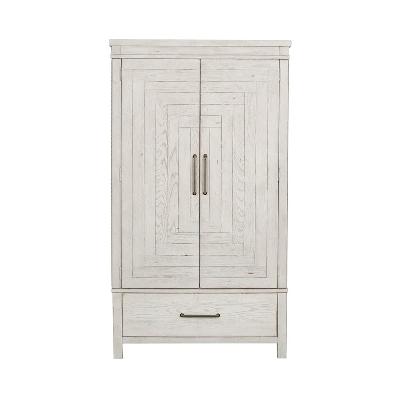 Modern Farmhouse Flea Market White Distressed Armoire 6