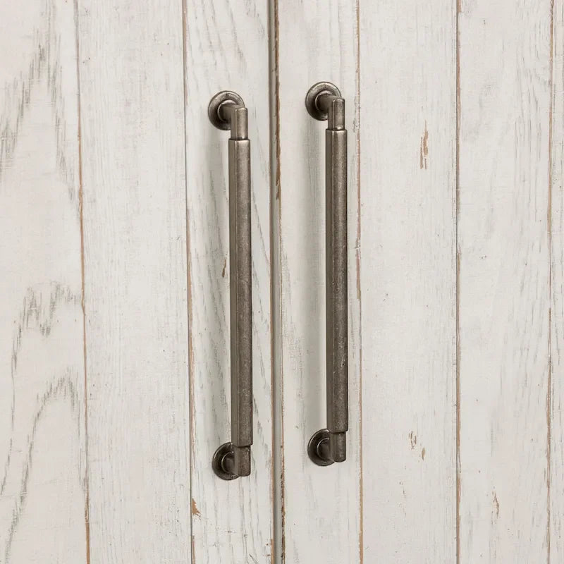 Modern Farmhouse Flea Market White Distressed Armoire 8