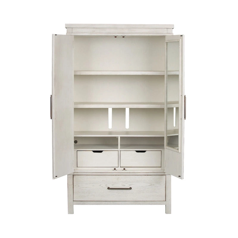Modern Farmhouse Flea Market White Distressed Armoire 10