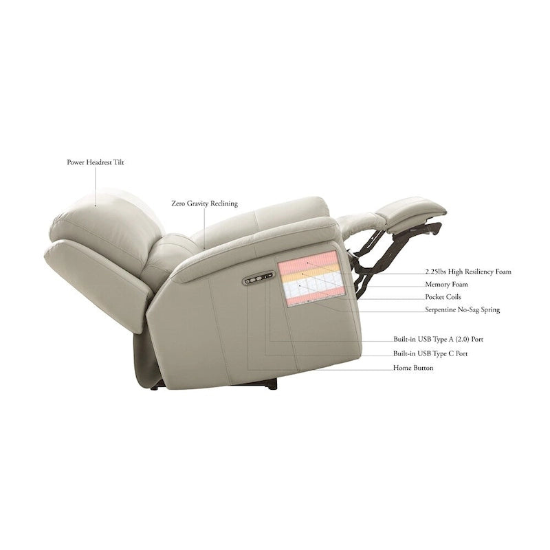 Vienna Zero Gravity Power Recline and Headrest Top Grain Leather Sofa 4
