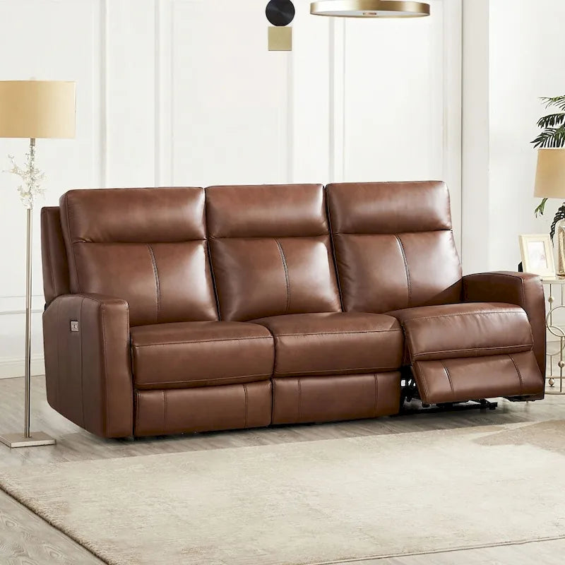 Vienna Zero Gravity Power Recline and Headrest Top Grain Leather Sofa 7