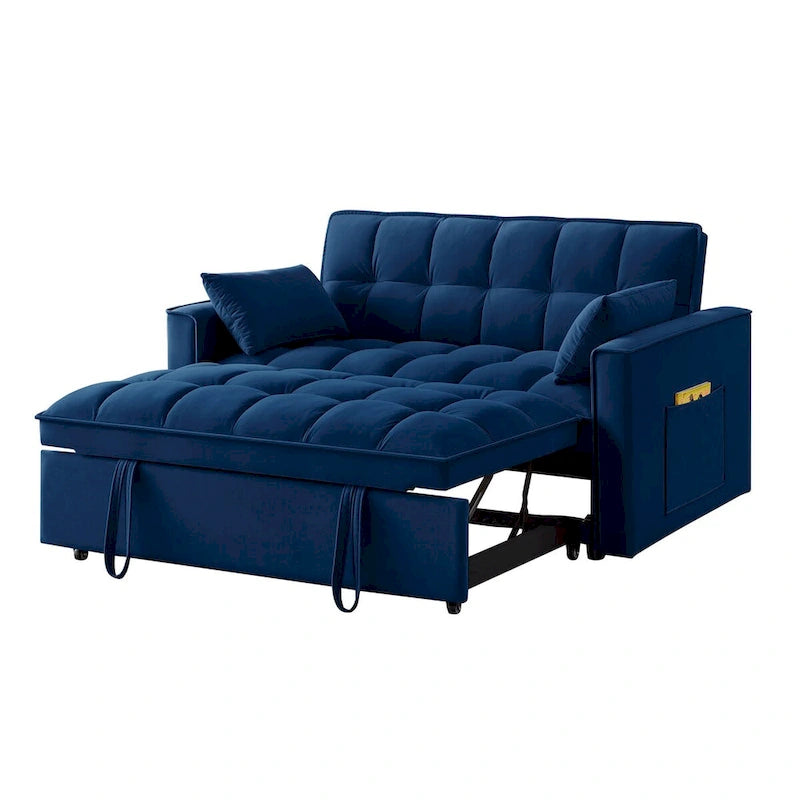 4 in1 Loveseat Sofa Bed with Armrests & Storage Pockets, Multi-Function Tufted Pull-out Sofa Bed with Adjustable Backrest 6