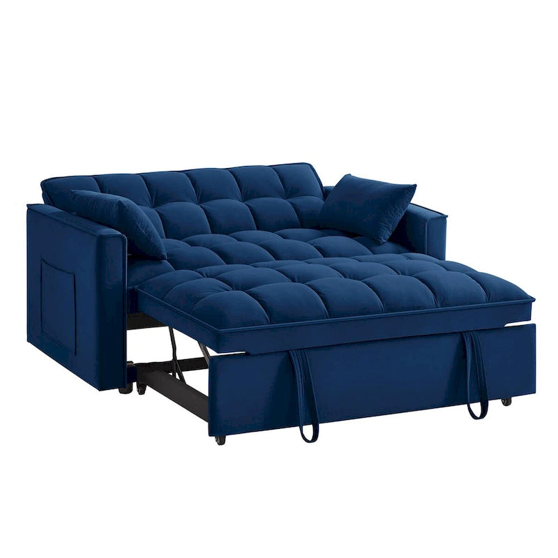 4 in1 Loveseat Sofa Bed with Armrests & Storage Pockets, Multi-Function Tufted Pull-out Sofa Bed with Adjustable Backrest 7
