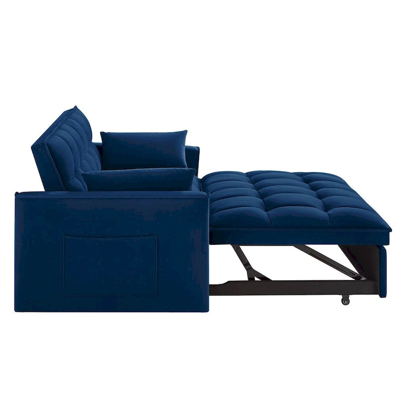4 in1 Loveseat Sofa Bed with Armrests & Storage Pockets, Multi-Function Tufted Pull-out Sofa Bed with Adjustable Backrest 8