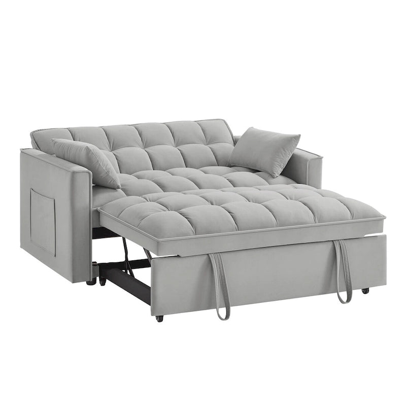 4 in1 Loveseat Sofa Bed with Armrests & Storage Pockets, Multi-Function Tufted Pull-out Sofa Bed with Adjustable Backrest 16