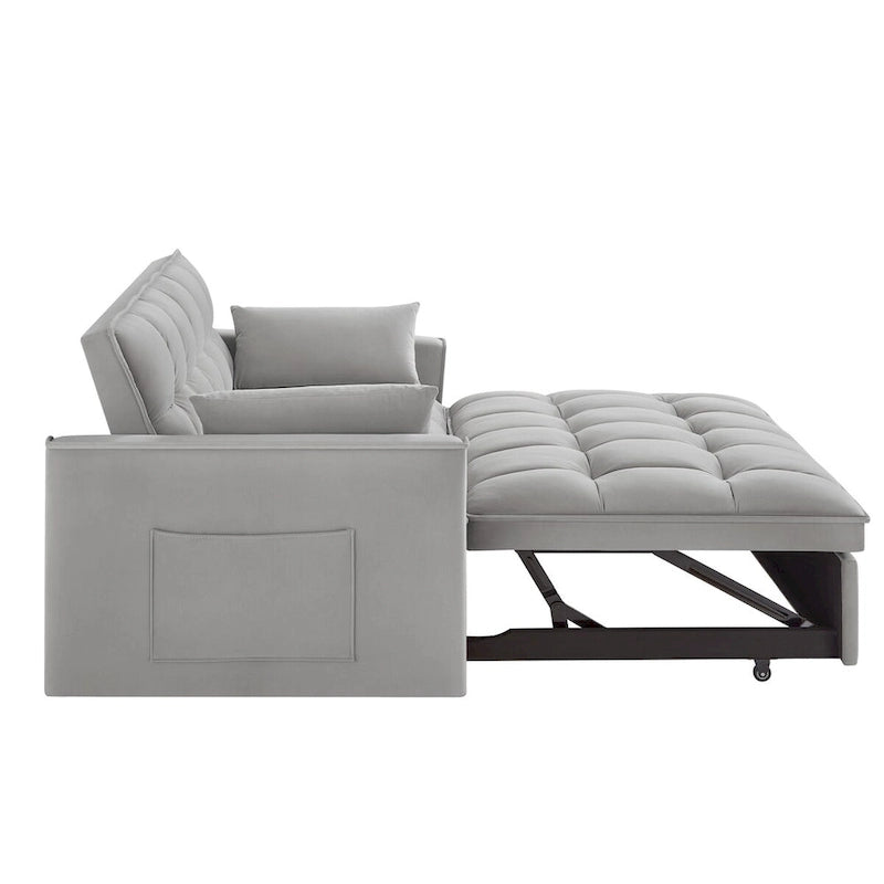 4 in1 Loveseat Sofa Bed with Armrests & Storage Pockets, Multi-Function Tufted Pull-out Sofa Bed with Adjustable Backrest 17