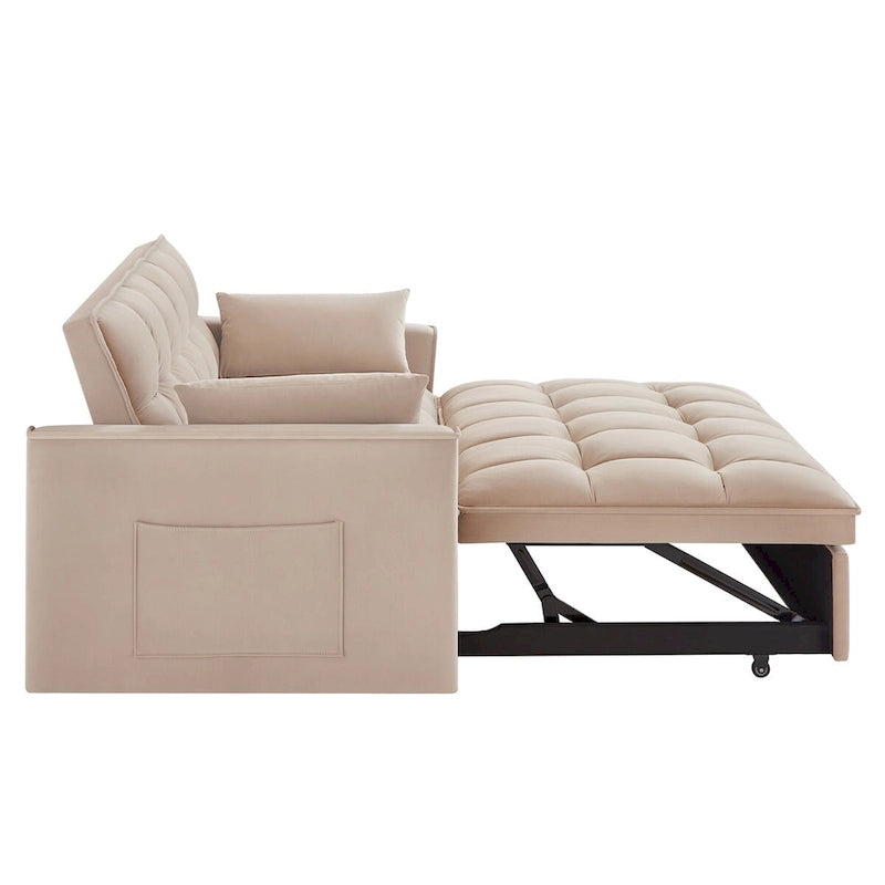 4 in1 Loveseat Sofa Bed with Armrests & Storage Pockets, Multi-Function Tufted Pull-out Sofa Bed with Adjustable Backrest 23