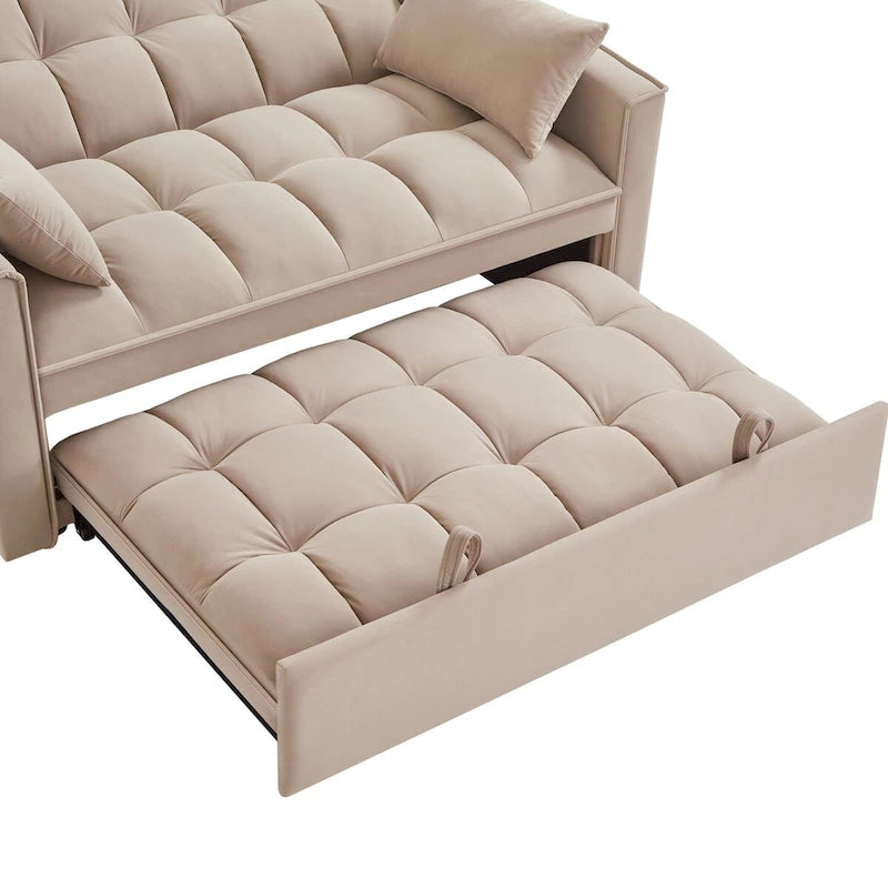 4 in1 Loveseat Sofa Bed with Armrests & Storage Pockets, Multi-Function Tufted Pull-out Sofa Bed with Adjustable Backrest 27