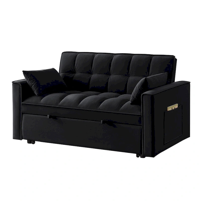 4 in1 Loveseat Sofa Bed with Armrests & Storage Pockets, Multi-Function Tufted Pull-out Sofa Bed with Adjustable Backrest 31