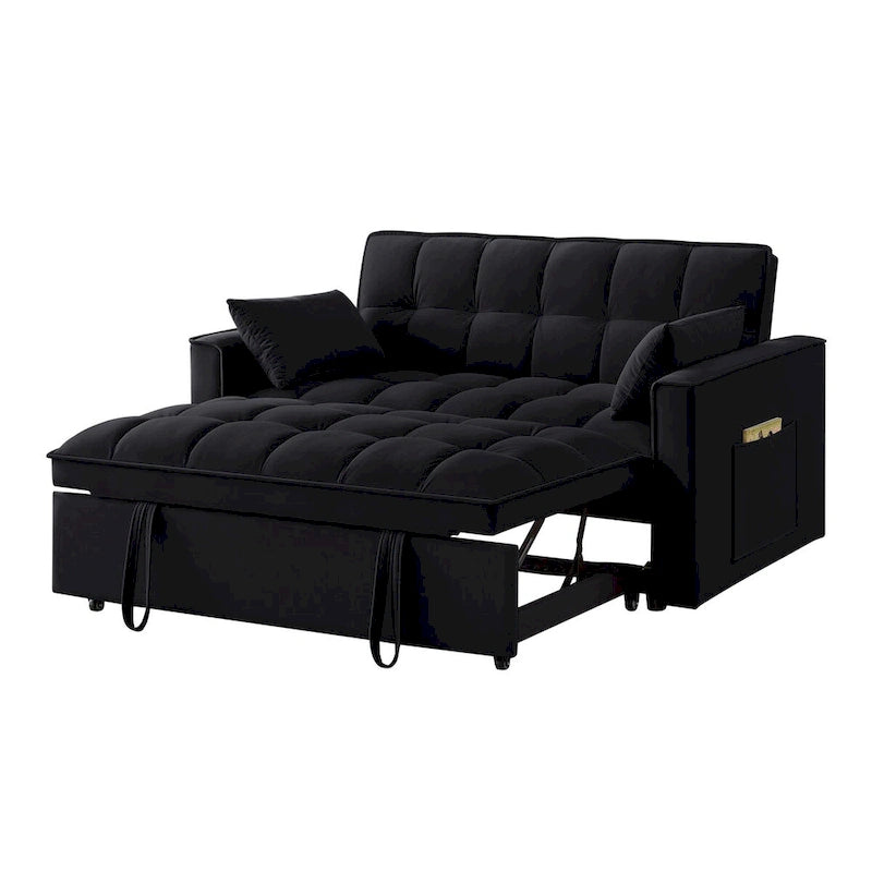 4 in1 Loveseat Sofa Bed with Armrests & Storage Pockets, Multi-Function Tufted Pull-out Sofa Bed with Adjustable Backrest 32