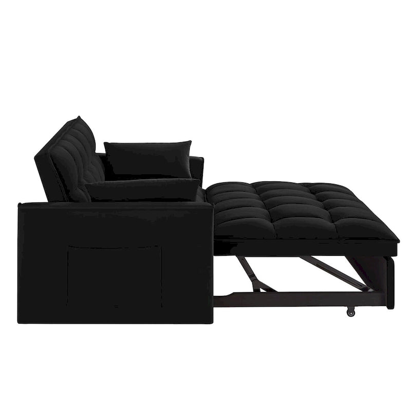 4 in1 Loveseat Sofa Bed with Armrests & Storage Pockets, Multi-Function Tufted Pull-out Sofa Bed with Adjustable Backrest 35