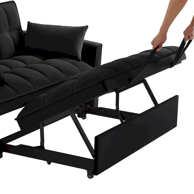 4 in1 Loveseat Sofa Bed with Armrests & Storage Pockets, Multi-Function Tufted Pull-out Sofa Bed with Adjustable Backrest 36