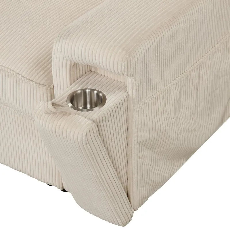 Upholstery Sleeper Sectional Sofa with Storage Bags and 2 Cup Holders on Arms 5