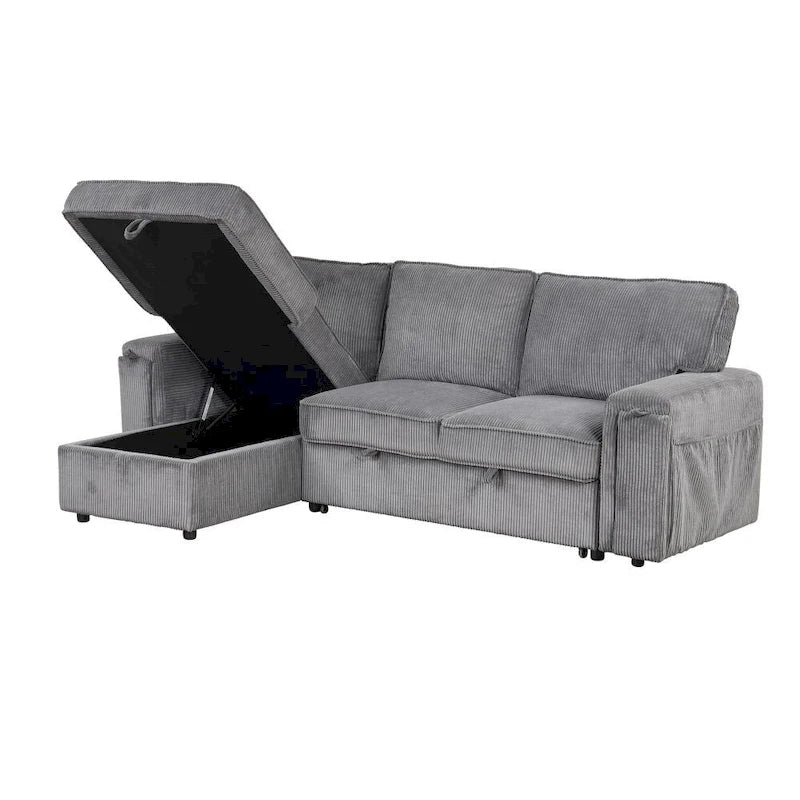 Upholstery Sleeper Sectional Sofa with Storage Bags and 2 Cup Holders on Arms 10