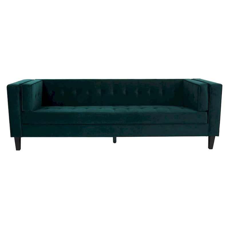Modern Velvet 3-Seater Sofa with Tufted Waffle Stitch, Low Profile & Solid Wood Legs, 89.75"W 6